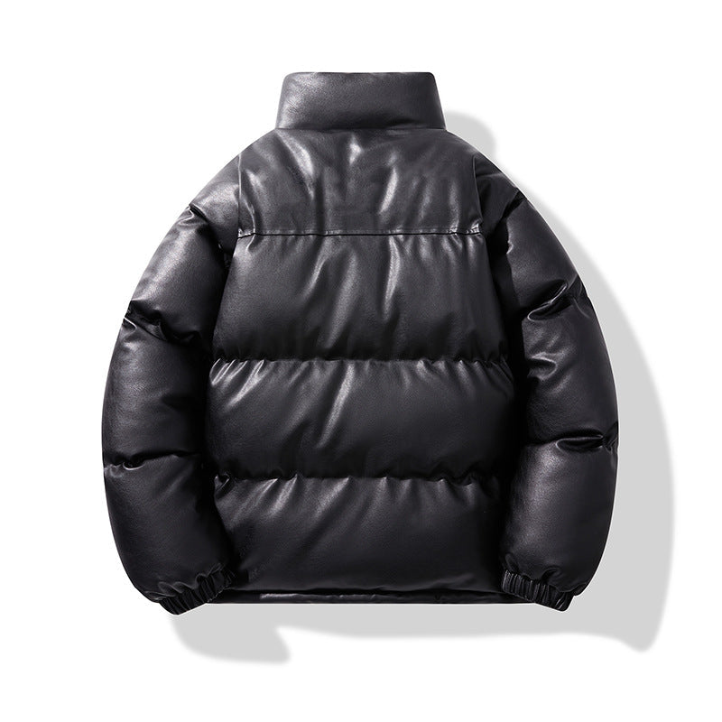 Kurtka pikowana unisex z imitacji skóry lekka puchowa