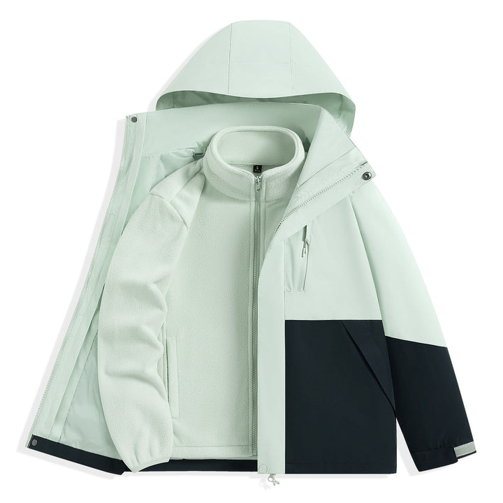 Męska two-warstwa outdoorowy parka z removable fleece wner kurtka i kapturem