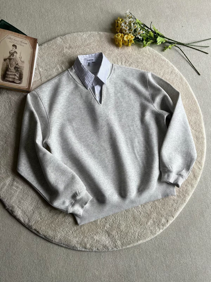 Męska modny oversize sweter z V-neck