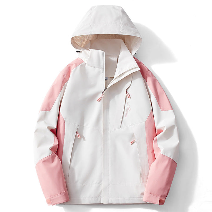 Męska Colorblock softshell Trekker kurtka z kapturem, ukrytym zamkiems i boczne kieszeniami