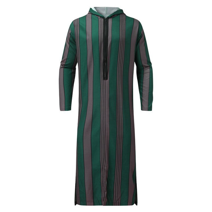 Męska dopasowany bluza z kapturem robe z pionowy stripe structure zamek i boczny slits