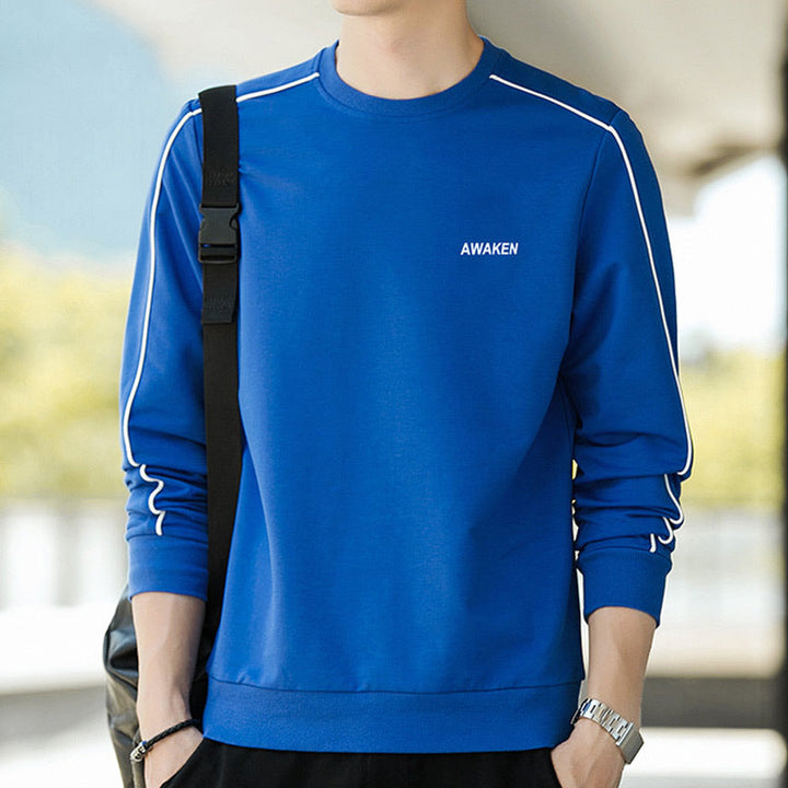 Męska Crewneck Bluza z Kontrastowa lamówka i Dopasowany Sylwetka