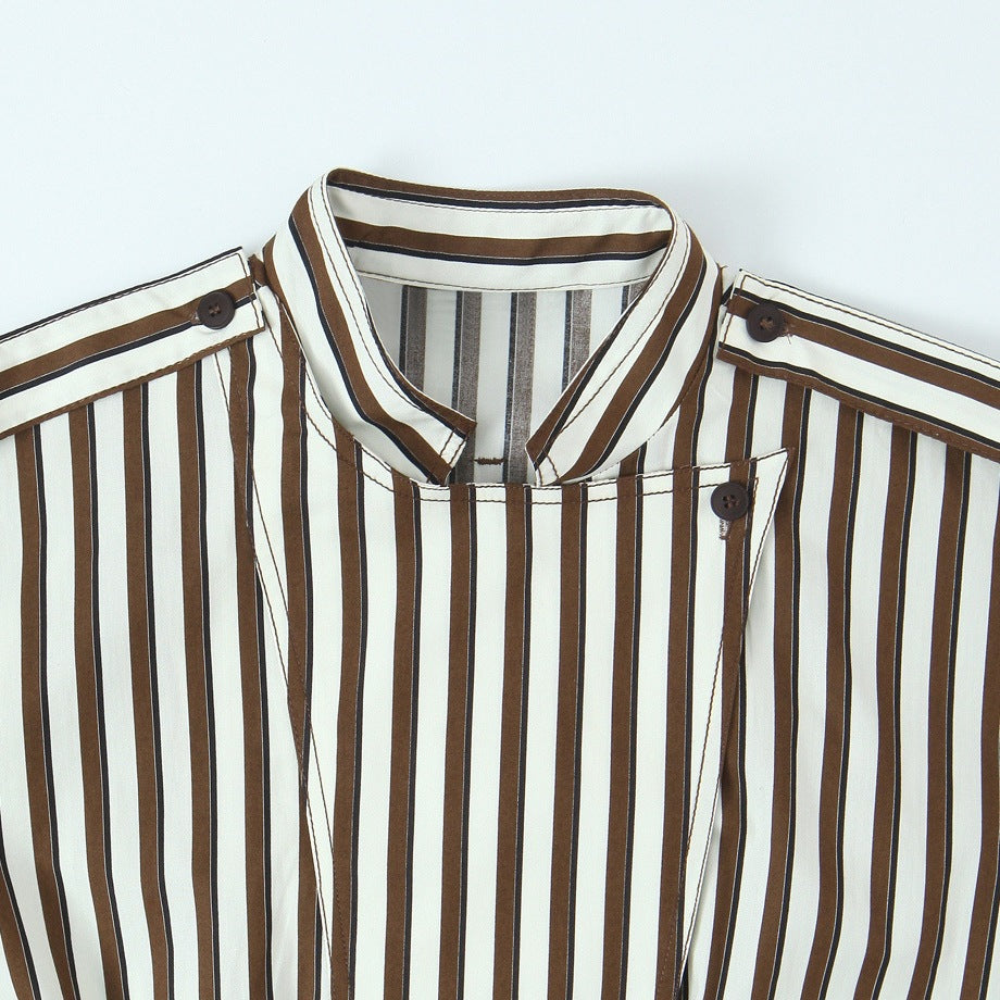 Damska oversize koszulowa kurtka z stójka kołnierzem, Chest Pocket, i Elastic dołem Lumaza