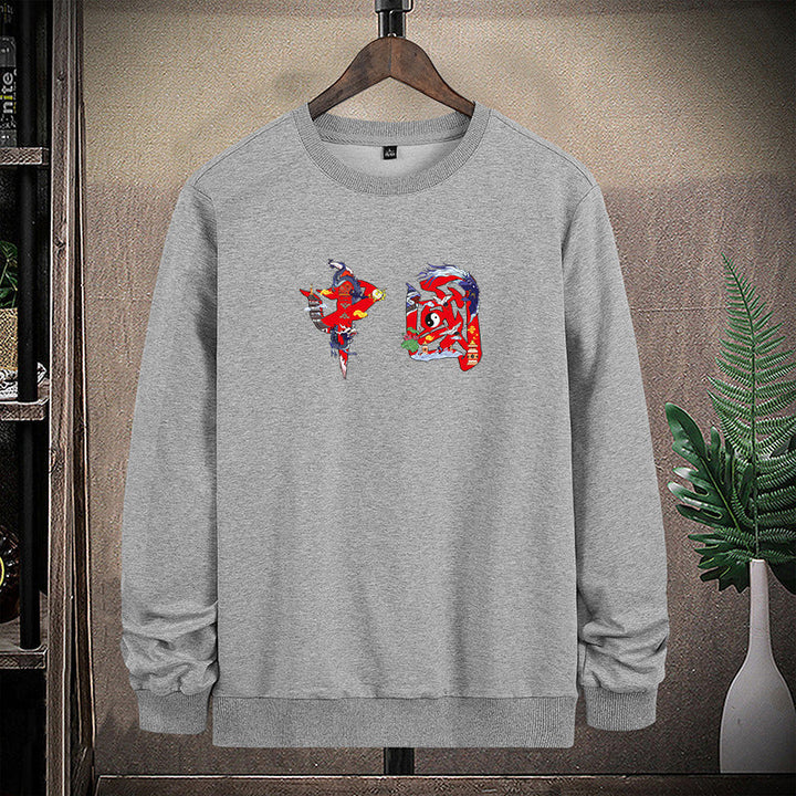 Męska Okrągły Dekolt Bluza z Detailed Graficzny Print