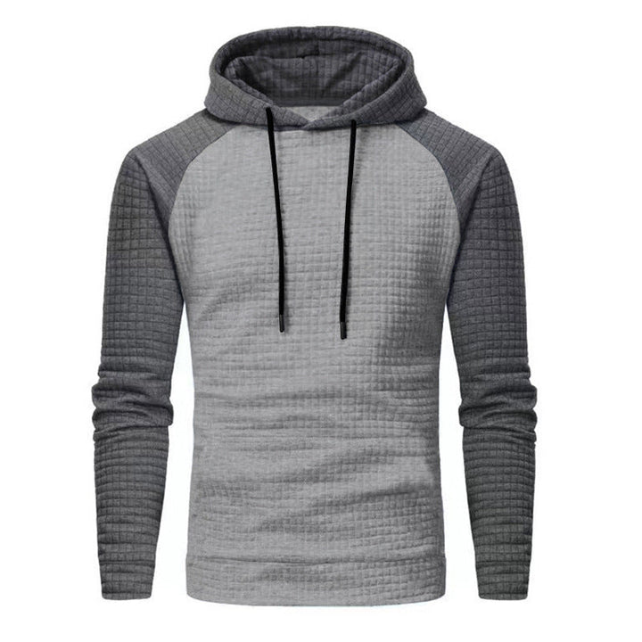 Męska Textured Z kapturem Bluza z Waffle Structure i Raglanowy Rękawy