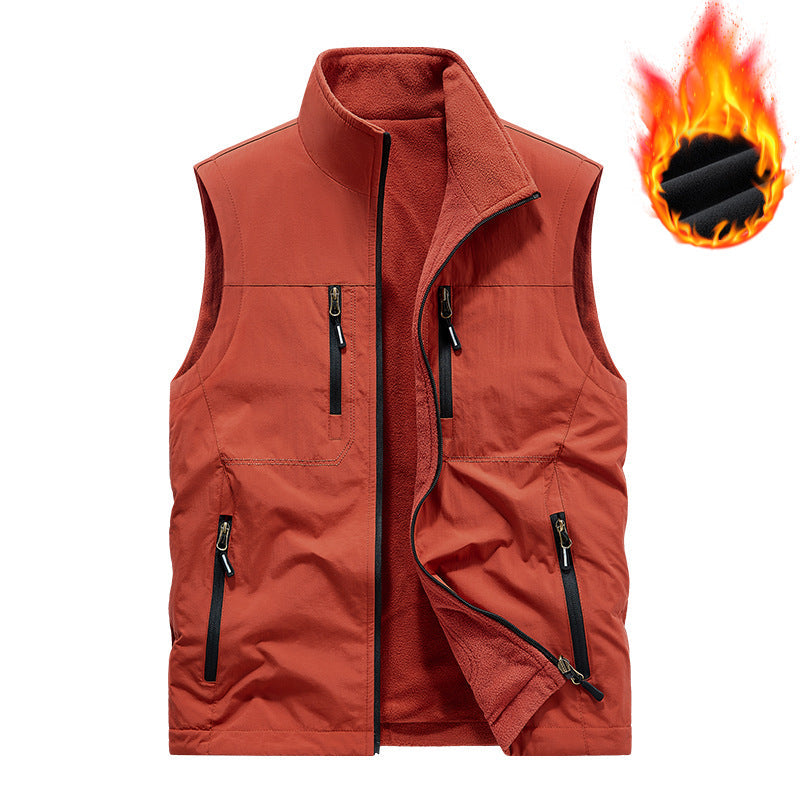 Męski Termiczny Kamizelka użytkowa z Polar Podszewka, Wiatroszczelny Zewnętrzny Layer i Multi-Pocket Kieszenie na zamek