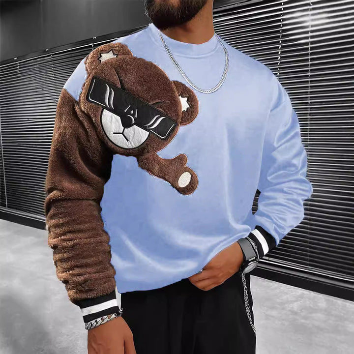Męska Bluza z Pluszowy Bear Appliqué