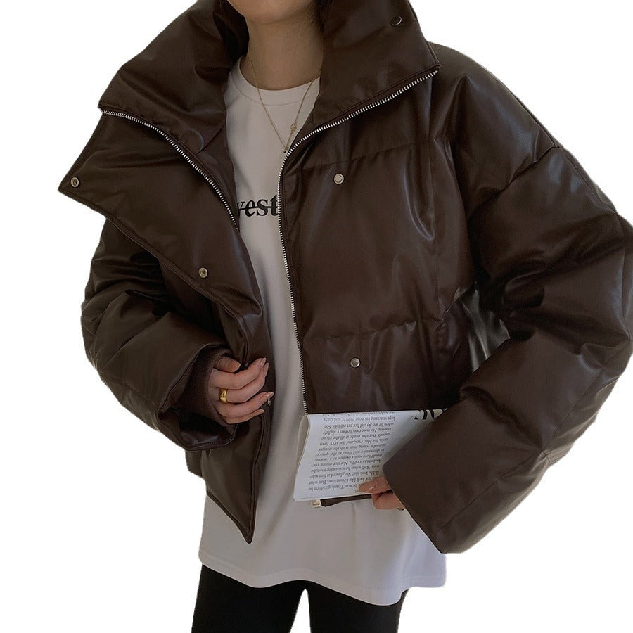 Damska Fashionable Leather Down kurtka Lumaza