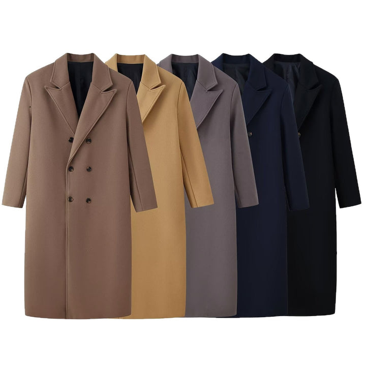 Męska Double-Breasted długa płaszcz z Narrow Lapels i Straight krój