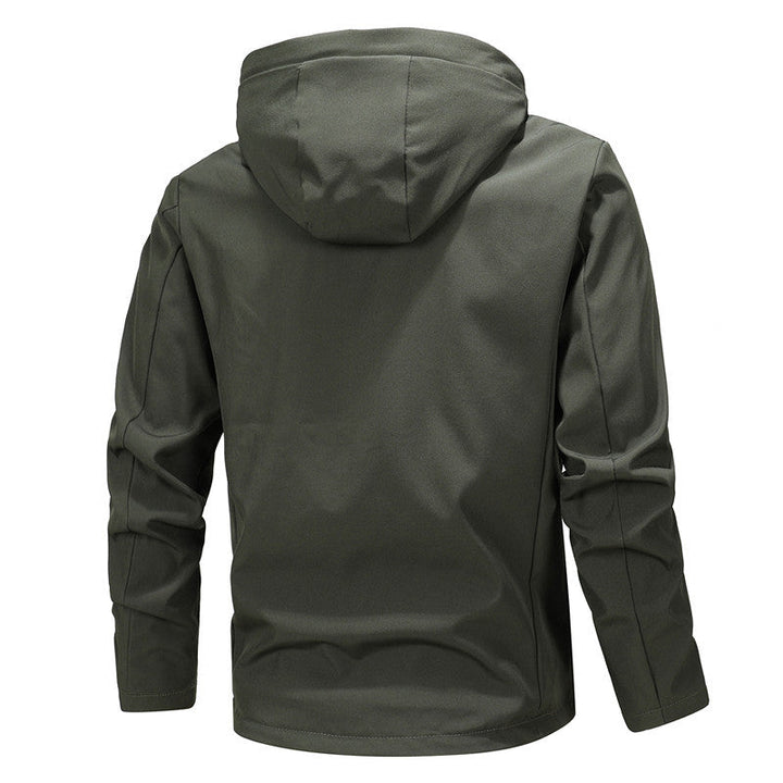 Męska Tech softshell kurtka z kapturem, wiatroszczelna membrana i ukryty multifunction kieszeniami