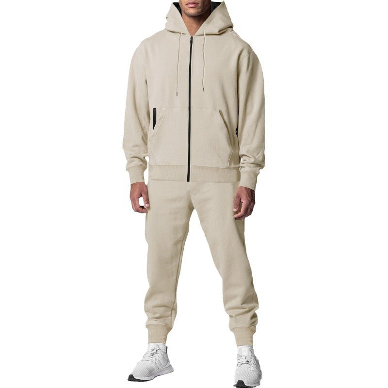 Męska miejski bluza z zamkiem i kapturem z kieszeń kangurka i tapered joggery set