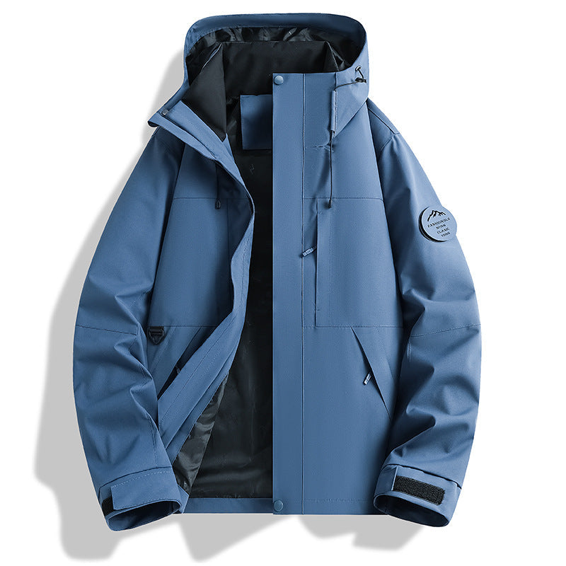 Męska Water i wiatroszczelna kurtka softshell outdoorowy z regulowany kapturem