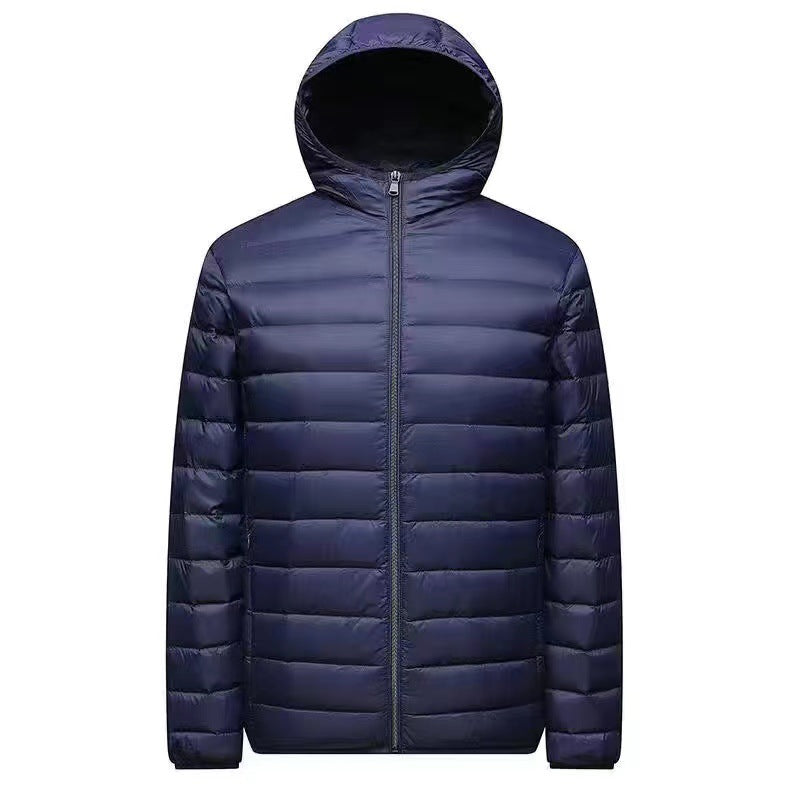 Męska ultra-lekka packable micro pikowana kurtka z stójką, ocieplana wsulation i wwd-resistant shell