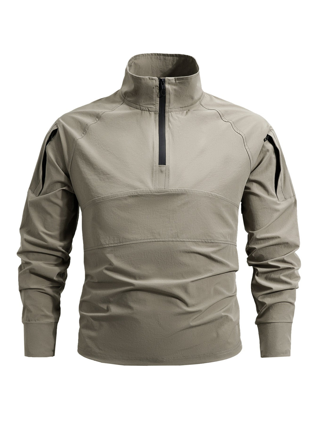 Męska taktyczna krótki zamek outdoor pulower z wysoki Stójka, ukryty zamek, i arm Kieszenie