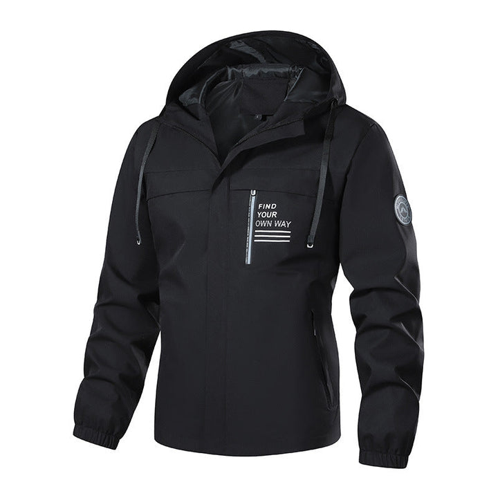 Kurtka męska softshell outdoorowy z kapturem, wodoodporny i klatka piersiowa zamkiem kieszenią