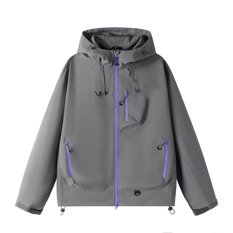 Męska lekka Tech softshell kurtka z kapturem, regulowany dół i kontrastowy zamkiems