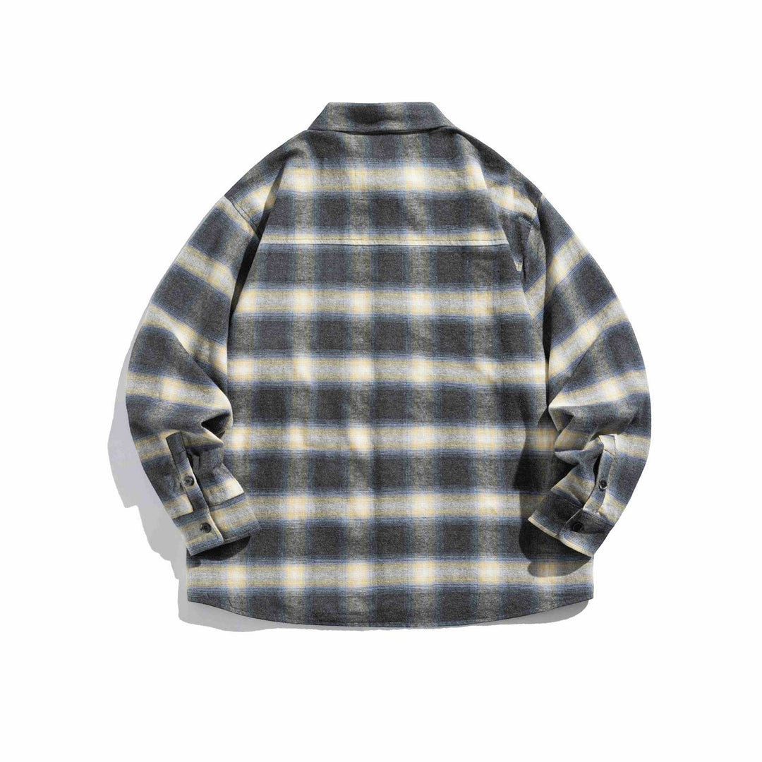 Męska Checkered Flannel koszula wierzchnia z klatka piersiowa kieszenią