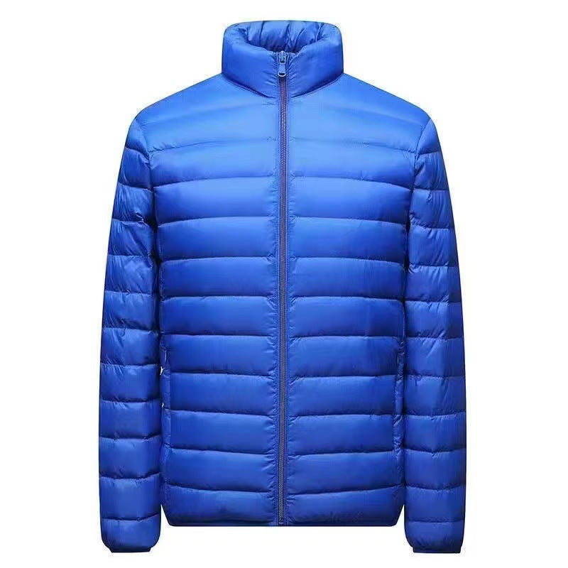 Męska ultra-lekka packable micro pikowana kurtka z stójką, ocieplana wsulation i wwd-resistant shell