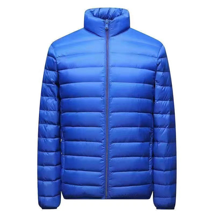 Męska ultra-lekka packable micro pikowana kurtka z stójką, ocieplana wsulation i wwd-resistant shell