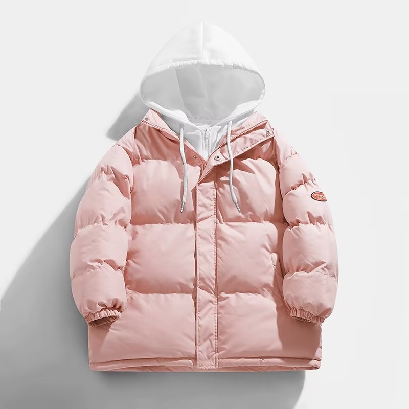 Męski Ocieplany Winter Puffer Kurtka z Two-Layer Kaptur i Elastic Mankiety