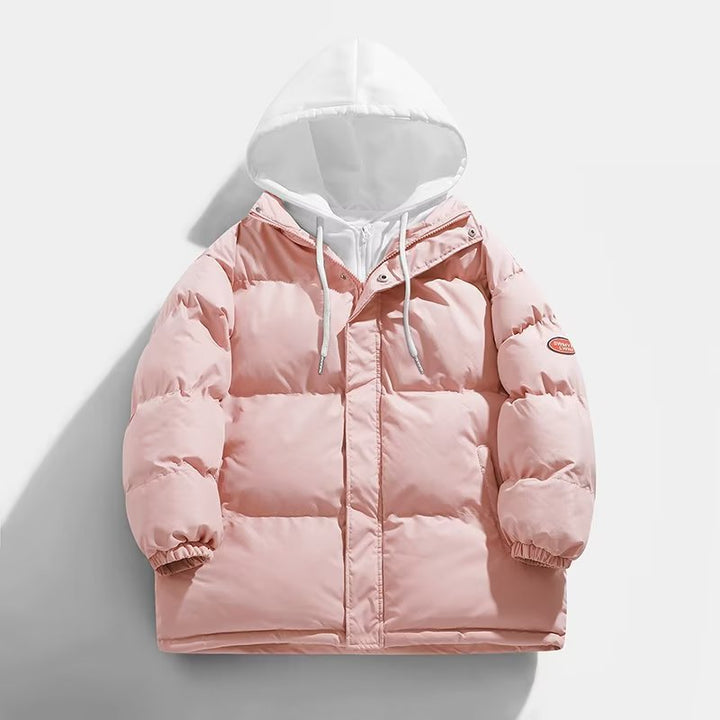 Męski Ocieplany Winter Puffer Kurtka z Two-Layer Kaptur i Elastic Mankiety