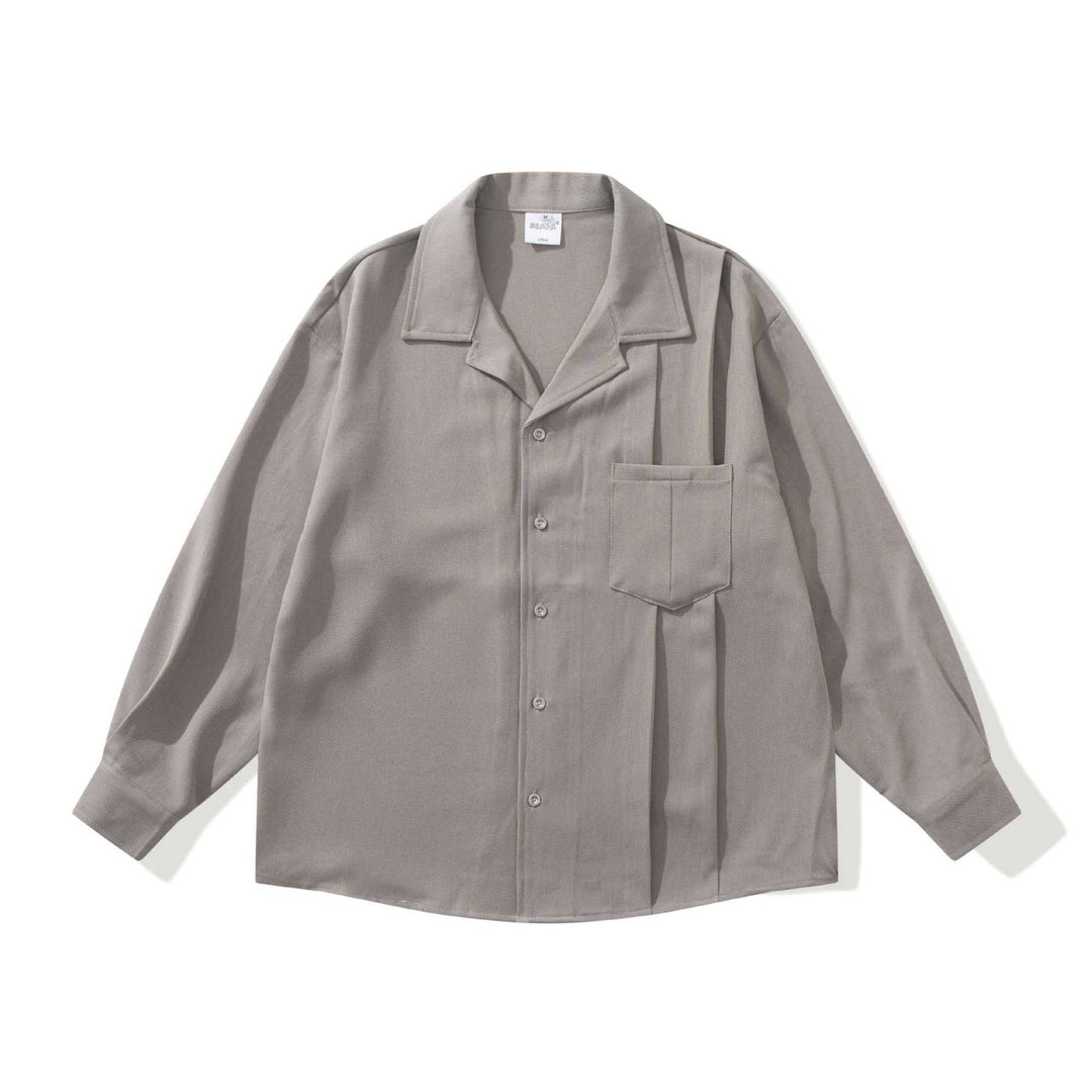 Unisex Oversize Kurtka koszulowa z Open Notch Kołnierz i Klatka piersiowa Kieszeń