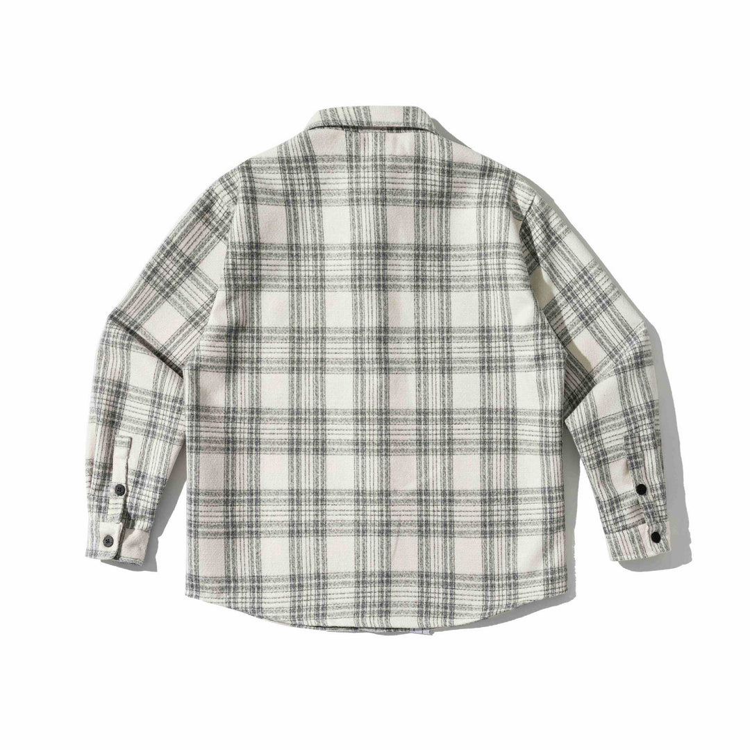 Męska w kratę teddy fleece koszula wierzchnia z klatka piersiowa kieszenią