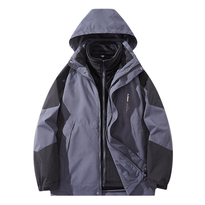 Męska wodoodporny two-warstwa trekkwg kurtka z removable fleece wner kurtka i kapturem