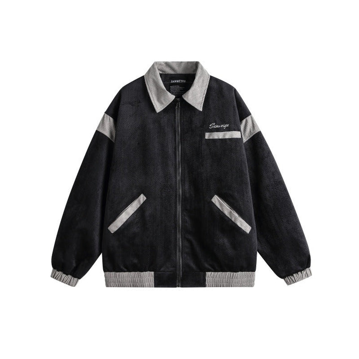 Unisex Harrington Bluzon Kurtka z Textured Tkanina i Kontrastowy Wykończenie