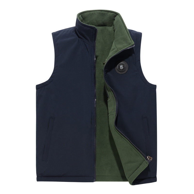 Męski softshell kamizelka z polar podszewka, wiatroszczelny zewnętrzny layer i high kołnierz ze stójką