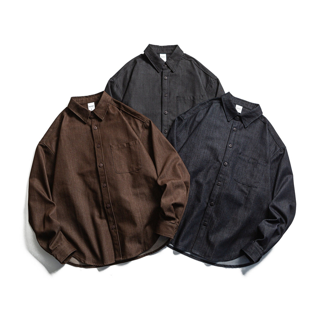 Męska boxy kurtka koszulowa z sturdy twill z rounded dół