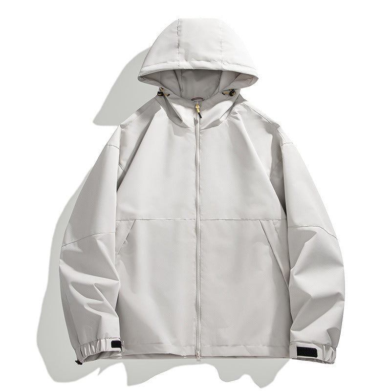 Męska lekka miejski softshell kapturemed kurtka z Mwimalist Seam design i ukrytym zamkiem