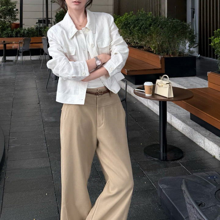 Damska codzienna i Stylish Linen kurtka Lumaza
