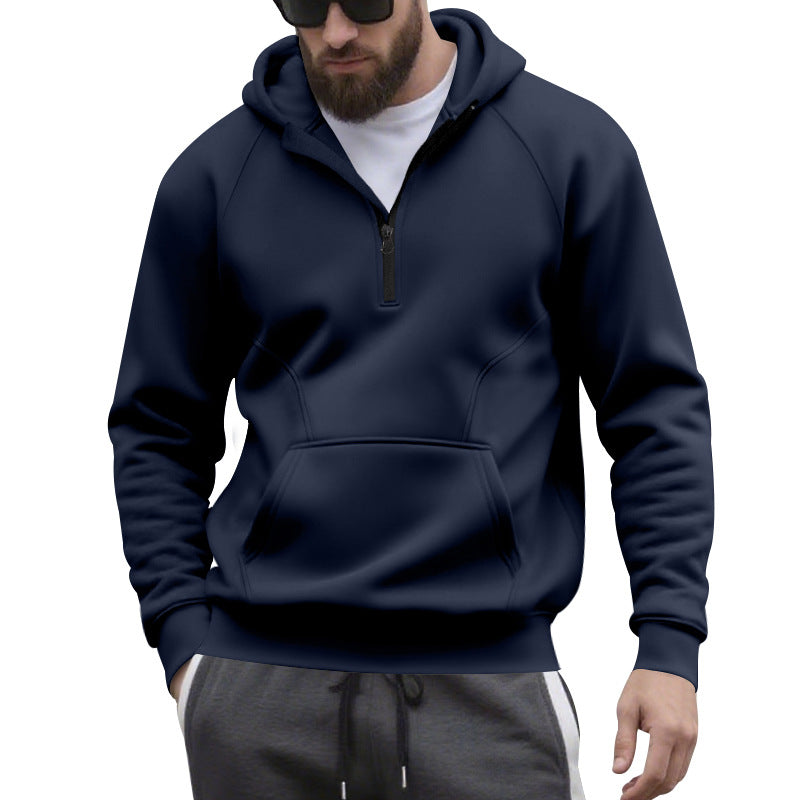 Męska krótki zamek bluza z kapturem w minimalistyczny softshell wygląd z kieszeń kangurka i raglanowy Rękawy