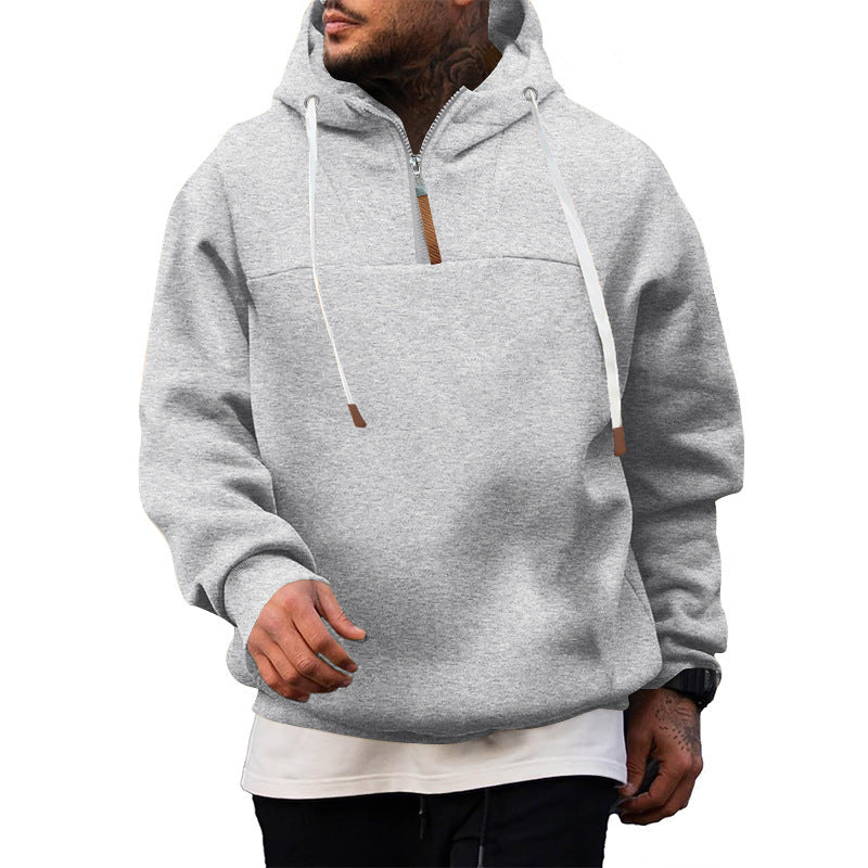 Męska nano sweat krótki zamek z textured interior, regulowany kaptur i szeroki prążkowany Dół