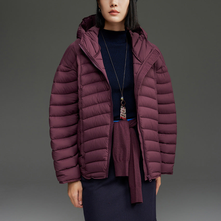 Damska ultralekka pikowana Down kurtka z kapturem i Windproof Outer Shell Lumaza