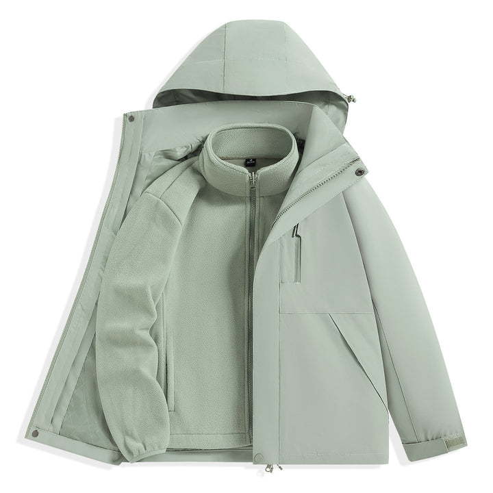 Męska two-warstwa outdoorowy parka z removable fleece wner kurtka i kapturem