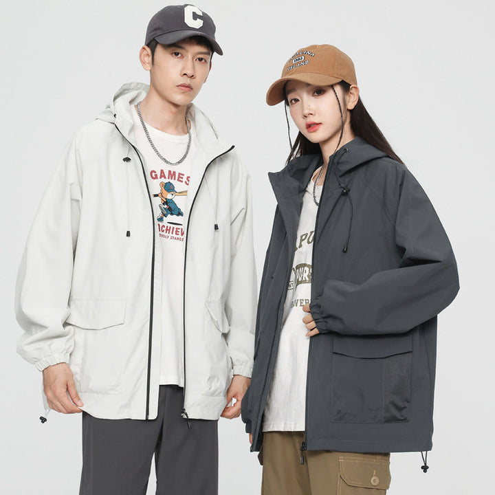 Damska oversize Windbreaker kurtka z kapturem i Cargo kieszeniami Lumaza