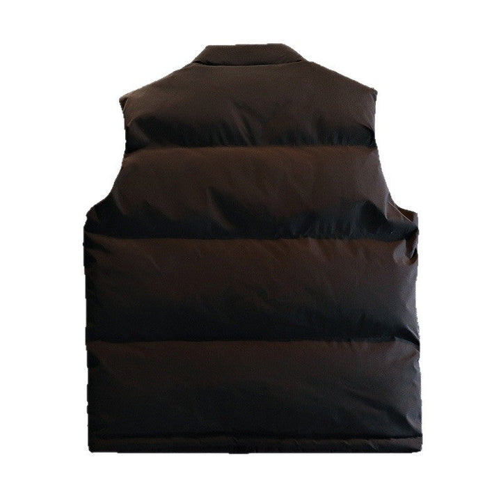 Męski Pikowany Ocieplany Gilet z High Stójka, Ukryty Zamek &amp; Drawstring Dół