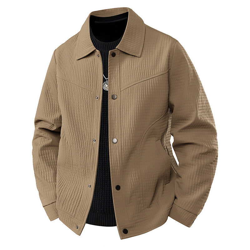 Męski Light Transitional Kurtka w Roboczy Styl z Microstructured Twill Stylizacja i Snap Guzik Placket