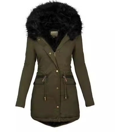 Damska dopasowana-krój termiczna Parka z voluminous faux fur hood i ściągaczem Lumaza