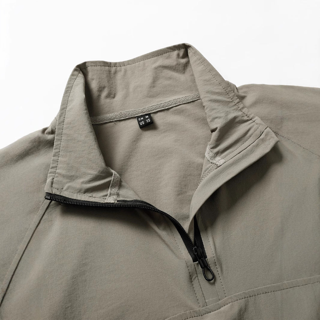 Męska taktyczna krótki zamek outdoor pulower z wysoki Stójka, ukryty zamek, i arm Kieszenie