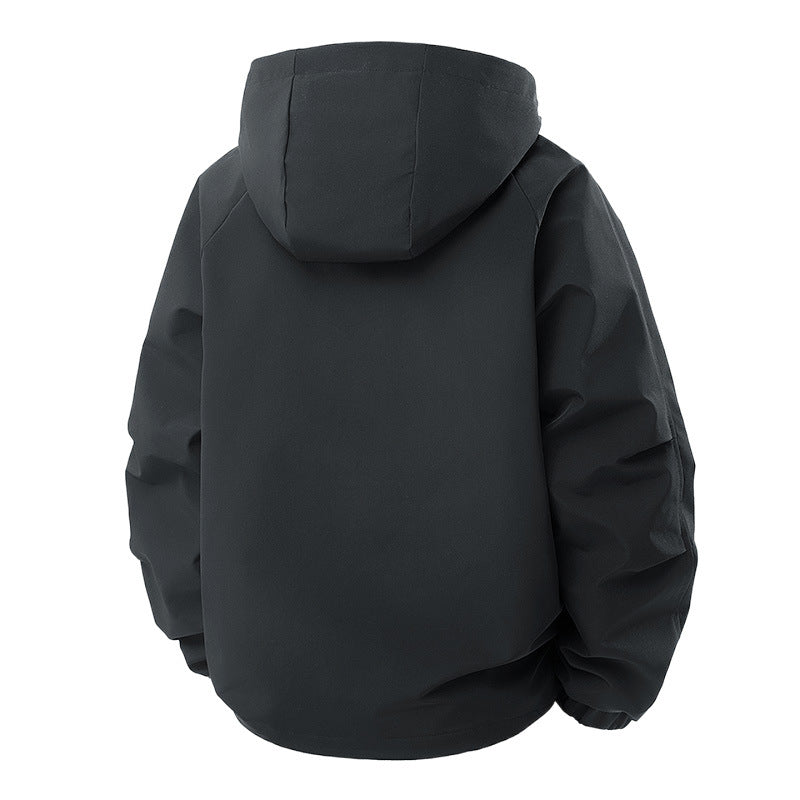 Męska Mwimalist Tech softshell parka z kapturem, ukrytym zamkiem i cargo kieszeniami na piersi