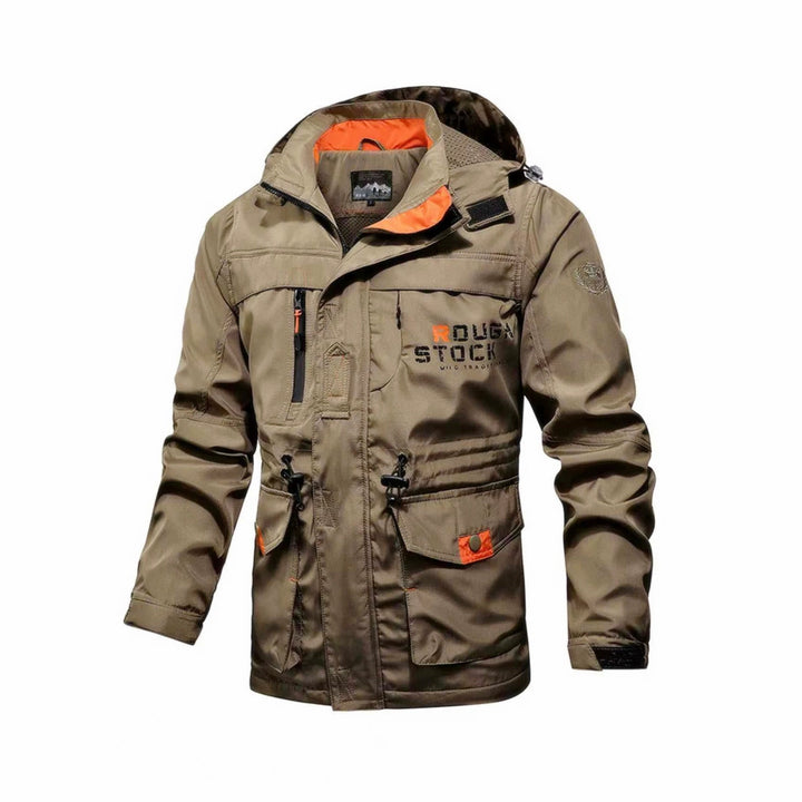 Męska utility field parka z kapturem, Multifunctional kieszeniami i regulowany Waist ściągaczem