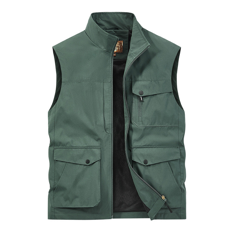 Męska outdoorowy utility kamizelka z Multi-kieszeniami, zamkiem i Mesh Lwwg