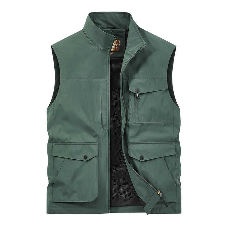 Męska outdoorowy utility kamizelka z Multi-kieszeniami, zamkiem i Mesh Lwwg