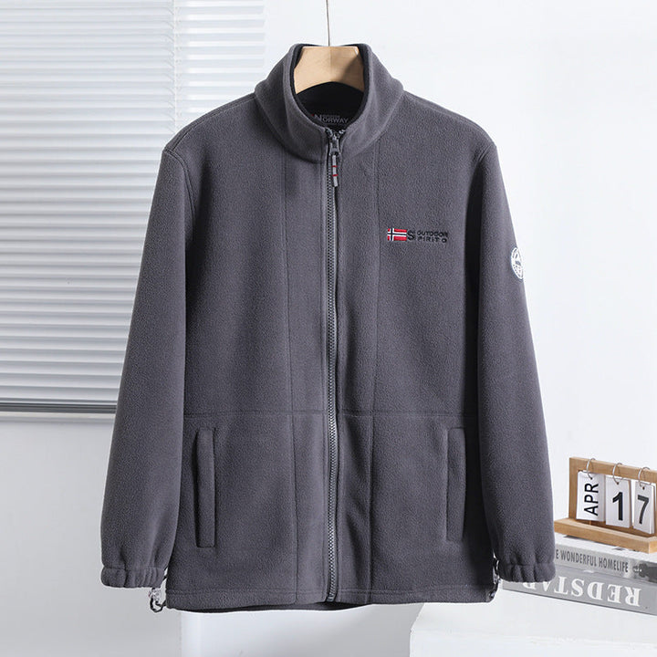 Męski microfleece pikowany kurtka z kołnierz ze stójką, elastyczne mankiety i ukryty side kieszenie