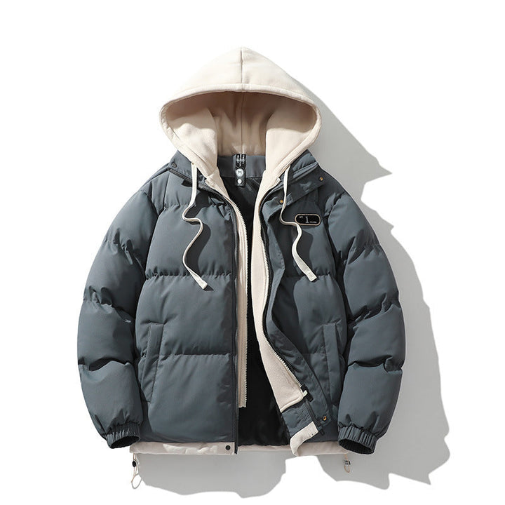Męska Two-warstwa pikowana kurtka z Removable fleece kapturem i termiczny wsulation