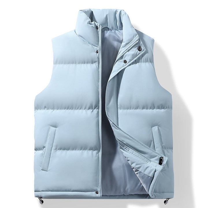 Męski Pikowany Termiczny Puffer Kamizelka z High Stójka i Drawstring Dół