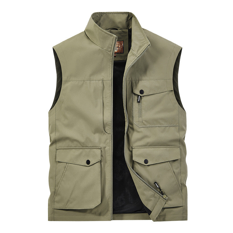 Męska outdoorowy utility kamizelka z Multi-kieszeniami, zamkiem i Mesh Lwwg